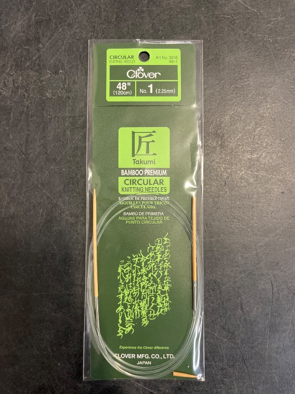 Photo 1 of Clover Bamboo Circular Knitting Needles Takumi, 48-Inch Size 1