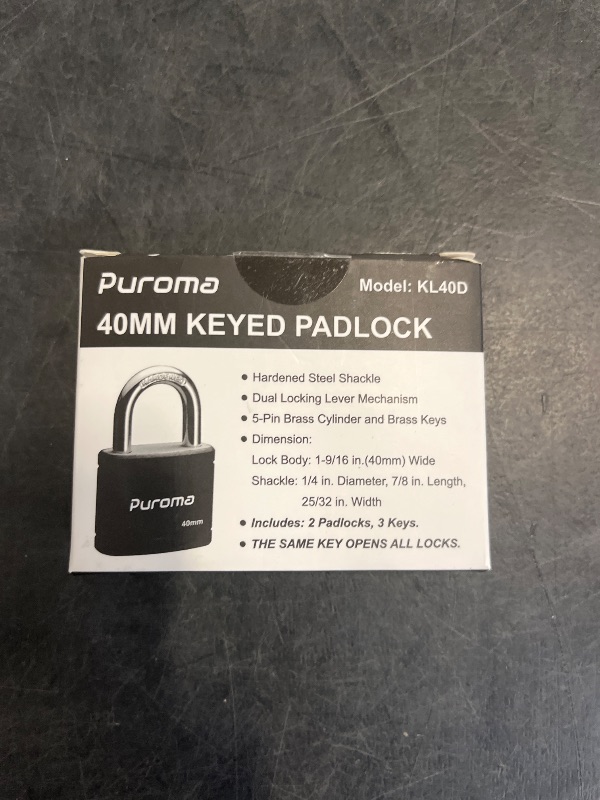 Photo 1 of Puroma 2 Pack Keyed Padlock with 3 Keys Alike, 1.1 Inch Locker Lock 40mm Heavy-Duty Locks for Gate Fence Hasp Cabinet Toolbox School Gym Locker (Black)