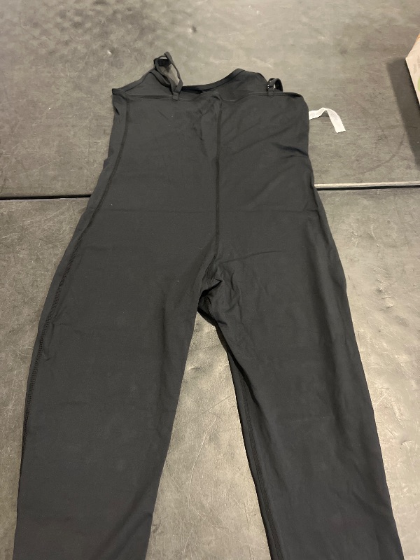 Photo 1 of (L) Sunzel Workout Jumpsuits for Women Adjustable Spaghetti Strap Leggings Bodysuit Square Neck Sleeveless One Piece Yoga Unitard 26" Black Large