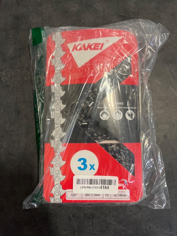 Photo 1 of KAKEI Husqvarna Chainsaw Chain 18 Inch .325" Pitch .050" Gauge 72 Drive Links Fits Husqvarna 440, Echo CS-400, Jonsered - 591094872, 20lpx072g, H72 (3 Chains)