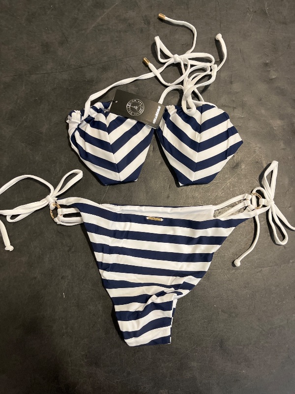 Photo 1 of RELLECIGA Womens Triangle Bikini Set Swimsuit For Women Navy Blue Medium