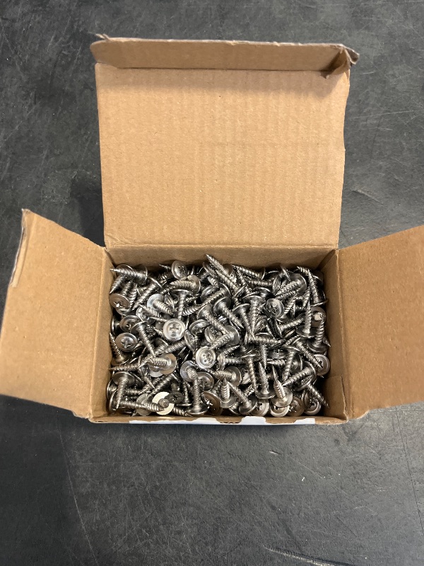 Photo 1 of (350 pcs)#8×5/8" Phillips Truss Head Wood Screws Stainless Steel 410 Quick Metal Self Tapping