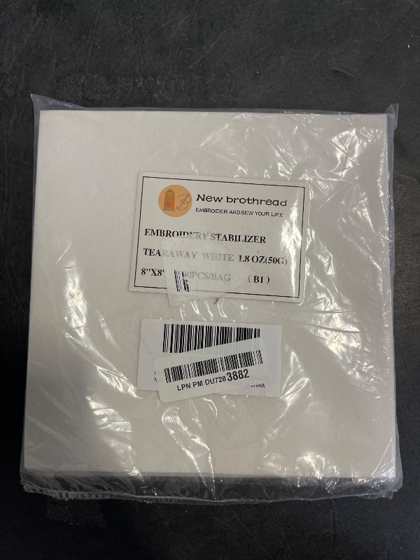 Photo 1 of New brothread Tear Away Machine Embroidery Stabilizer Backing 8"x8" - 100 Precut Sheets - Medium Weight 1.8 oz- Fits 4x4 and 6x6 Hoops