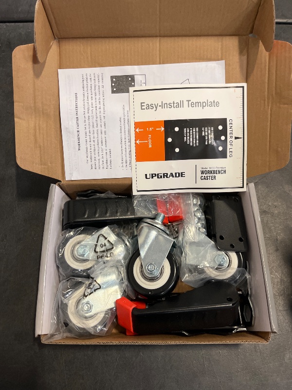 Photo 1 of SPACEKEEPER Workbench Casters kit 660 Lbs - Retractable Casters Heavy Duty Bench Caster Wheels Designed for Workbenches Machinery & Tables, 4 Pack