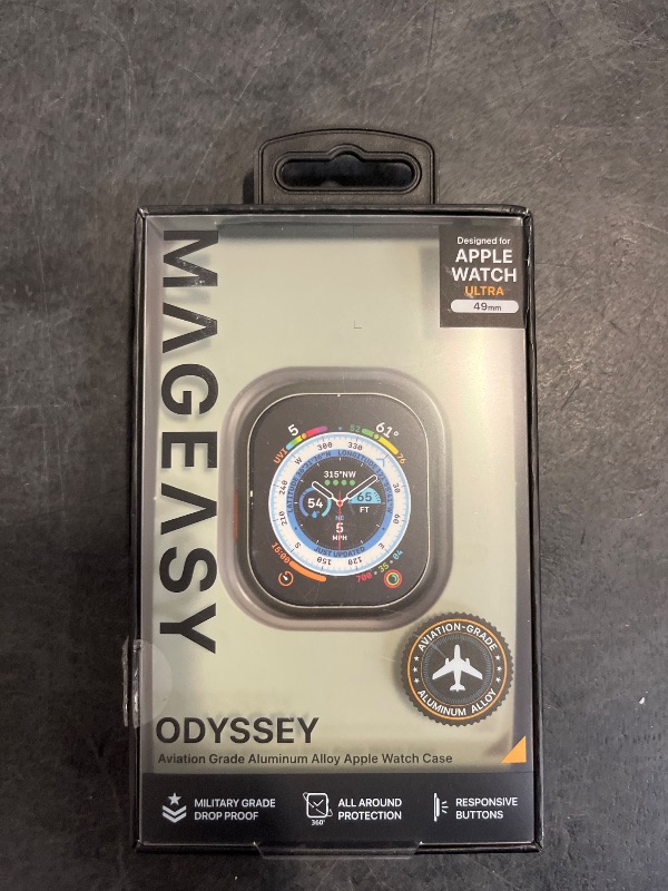 Photo 1 of MAGEASY Aircraft-Grade Aluminum Rugged Case for Apple Watch Ultra 2, Apple Watch Ultra 49mm | 2 in 1 Metal Hard Shell with Shockproof Inner Bumper for Max Protection, Odyssey - Titanium