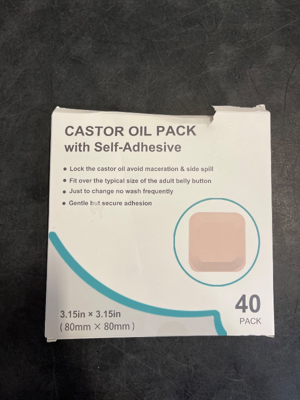 Photo 1 of 40Pcs Disposable Castor Oil Belly Button Patch | 3.15"*3.15" Highly Absorbent | Self-Adhesive Castor Oil Pack Wrap for Neck/Shoulders/Knees | No Wash | Organic Cotton | Anti-Seepage