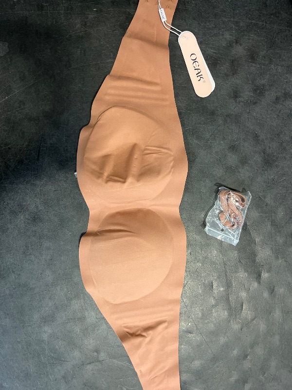 Photo 1 of SIZE L OEAK Womens Strapless Bras Push Up Bandeau Bra Non Slip Wireless Supportive Padded Bras Seamless Comfortable Tube Bra Coffee L 1