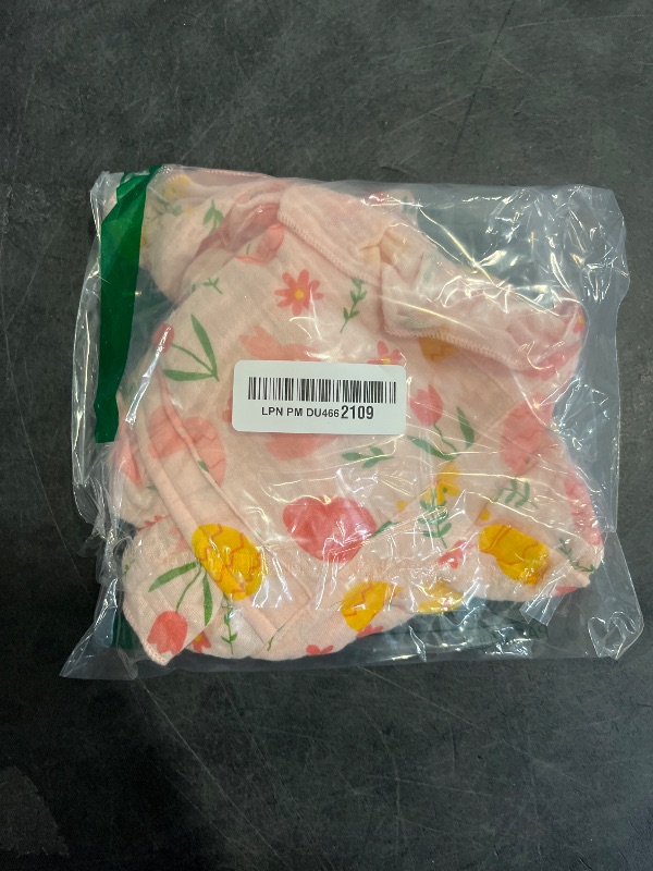 Photo 1 of COORALLY Baby Girls Ruffle Sleeveless Romper Lace Floral Backless Cotton Linen Bodysuit Jumpsuit with Headband Clothes Set (Rabbit-Pink, 3-6 Months)