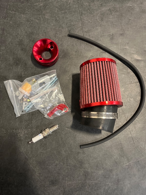 Photo 1 of WEIYINGSI High Performance Upgraded 62mm Air Filter Adapter Intake and Spark Plug Kit for Predator 212cc 6.5Hp Baja MB165 & MB200 BK200 BT200X RT200 Mini Bike Go Kart Red