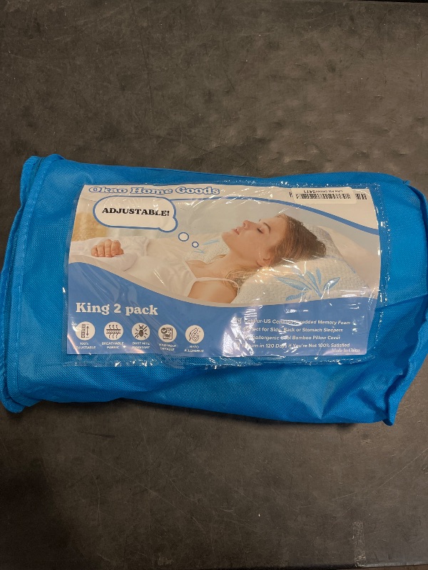 Photo 1 of 2 Pack King Size Rayon Derived from Bamboo Pillows for Sleeping, Cooling Shredded Memory Foam Adjustable Rayon Derived from Bamboo Bed Pillow with, Removable/Washable Cover (King 2 Pack)