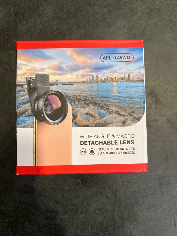 Photo 1 of Apexel Phone Camera Lens, 2 in 1 Cell Phone Clip-on Lens Kit 0.45X Wide Angle Lens 140°+ 12.5X Macro Lens Clip-on iPhone Lens for iPhone Samsung and Most of Android Smartphone