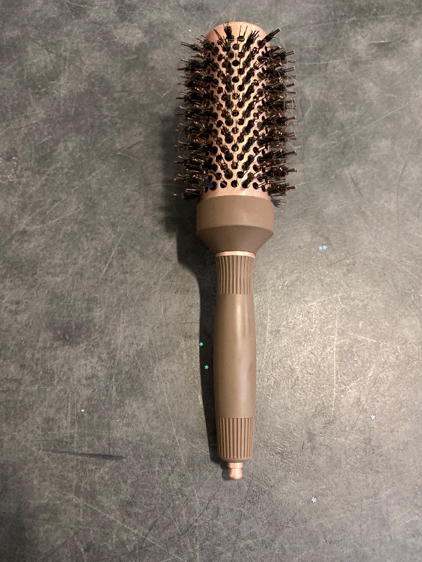 Photo 1 of FIXBODY Hair Brush, Round Brush for Blow Drying, Curling, Styling, Nano Thermal Ceramic & Ionic Tech, Boar Bristle, Volume & Shine, Brown (3 Inch, 1.7 Inch Barrel)