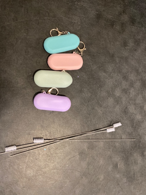 Photo 1 of Meanplan 4 Sets Cruise Ship Essentials,4 Set Silicone Straws with Case Reusable Silicone Portable Drinking Straw Set for Party Travel Cold or Hot with 4 Carry Case, 4 Cleaning Brushes (Classic Color)