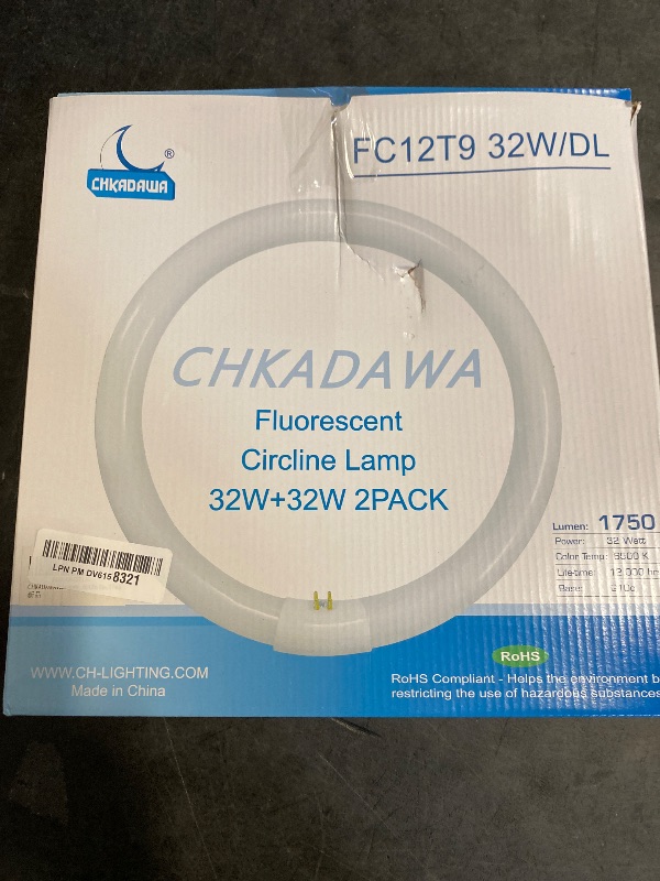 Photo 1 of CHKADAWA FC12T9 32 Watts Circline Light Bulbs Daylight, Circular 12 Inch T9 32W Round Fluorescent Bulb Replacement for Circle Ceiling Fixture Lamp, DL 6500K Tube, G10q 4 Pin Base, 2 Pack