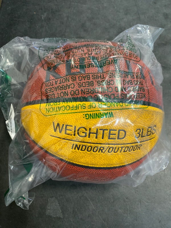Photo 1 of KUYOTQ 3lbs 29.5" Weighted Basketball Composite Indoor Outdoor Heavy Trainer Basketball for Improving Ball Handling Dribbling Passing and Rebounding Skill (deflated, Size 7)
