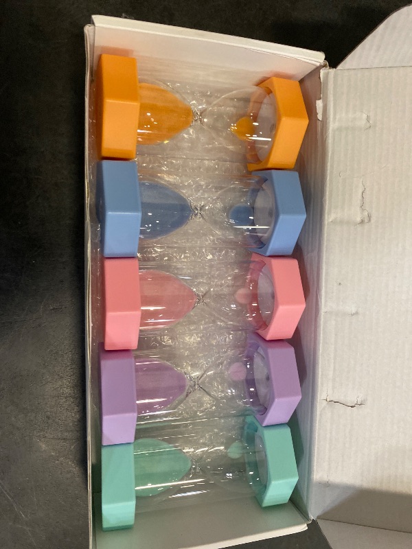 Photo 1 of 5 Pcs Marcaron Colorful Hourglass, Sand Timers, Acrylic Hourglass Timer, 3/5/10/20/30 Minutes Sandglass for Classroom, Home, Kitchen, Office Decoration