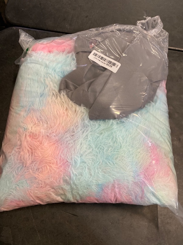 Photo 1 of Wajade Faux Fur Plush Rainbow Comforter Set Fluffy Fuzzy Shaggy Bedding Set - 3PC Full Size Microfiber Soft Warm Quilt Set