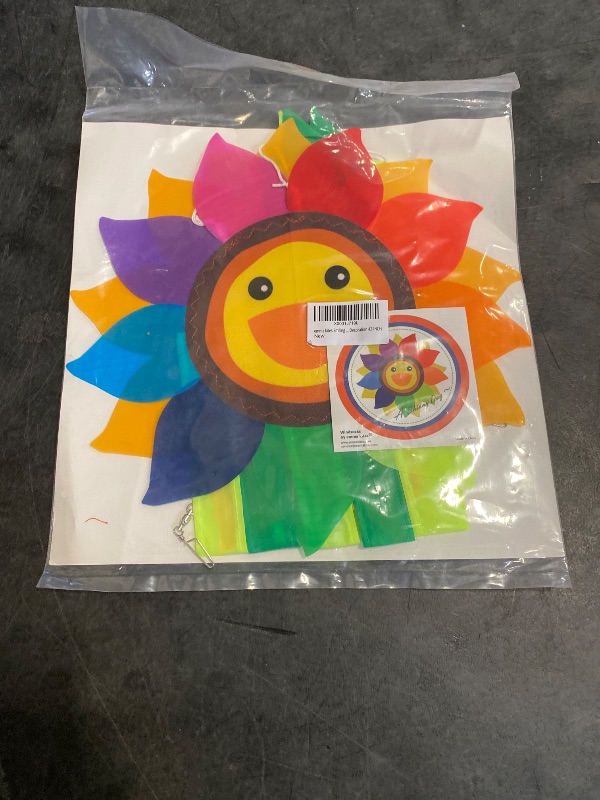 Photo 1 of emma kites Smiling Sunflower Rainbow Windsock Hanging Décor Outdoor Windsock for Garden Backyard Balcony Porch Campsite Tent Awing Festival Party Decoration 42-INCH