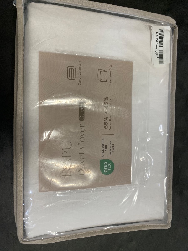 Photo 1 of (Full/Queen) DAPU Linen Duvet Cover Set - French Linen Cotton Blend Natural Flax Soft Breathable Bedding 3 Pcs Set - 1 Duvet Cover 2 Pillowcases (Off-White/Cotton Linen, Full/Queen)