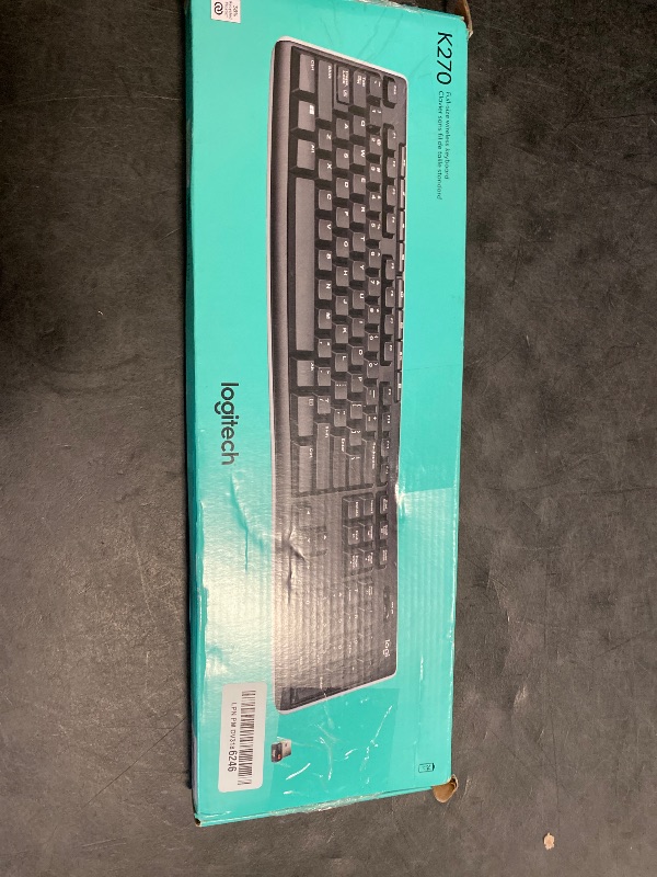 Photo 1 of Logitech K270 Wireless Keyboard for Windows, 2.4 GHz Wireless, Full-Size, Number Pad, 8 Multimedia Keys, 2-Year Battery Life, Compatible with PC, Laptop, Black