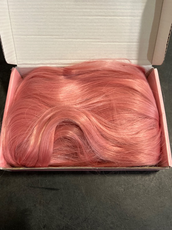 Photo 1 of YBYMCAI Pink Wig - Long Pink Wavy Wigs for Women Middle Part Pastel Pink 26 inch Natural Curly Synthetic Wig Heat Resistant Fiber Wigs for Daily Party Use