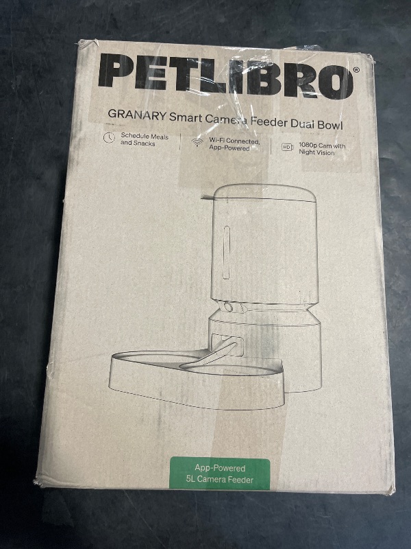 Photo 1 of PETLIBRO Automatic Cat Feeder with Camera for Two Cats, 1080P HD Video with Night Vision, 5G WiFi Pet Feeder with 2-Way Audio for Cat & Dog, Low Food & Motion & Sound Alerts, Dual Tray, Black 5L