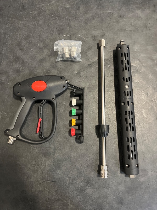 Photo 1 of M MINGLE Replacement Pressure Washer Gun with Extension Wand, M22 15mm or M22 14mm Fitting, 5 Nozzle Tips, 40 Inch, 4000 PSI
