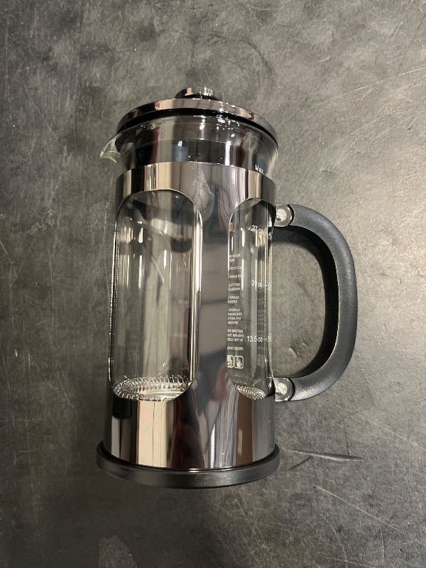Photo 1 of BAYKA French Press Coffee Maker 34 Ounce 1 Liter, Borosilicate Glass Stainless Steel Brewer, Large Portable Cold Brew Cafetera Teapot for Kitchen Travel Camping Coffee Bar Accessories, Dark Pewter