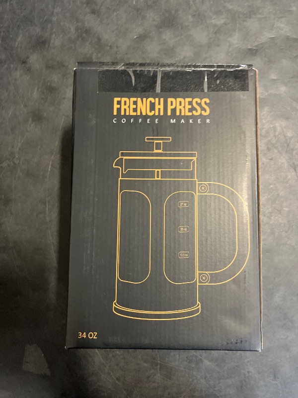 Photo 1 of BAYKA French Press Coffee Maker 34 Ounce 1 Liter, Borosilicate Glass Stainless Steel Brewer, Large Portable Cold Brew Cafetera Teapot for Kitchen Travel Camping Coffee Bar Accessories, Dark Pewter