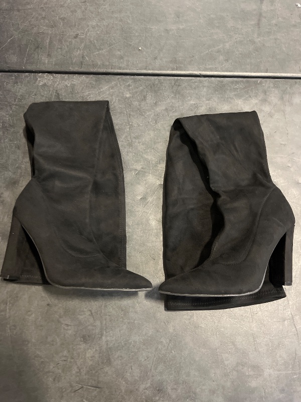 Photo 1 of  SIZE:  EU-42   US-11(W) WSKEISP Black Boots Knee High Stretch Suede Thigh High Boots for Women Over The Knee Boots 4.13IN Chunky 