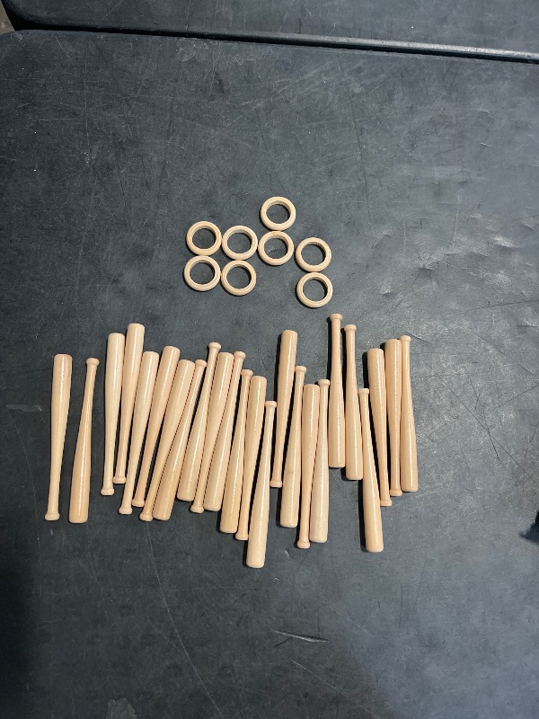 Photo 1 of Maitys 8 Sets Baseball Stand Holder for Display Wooden Baseball Holder Stand Mini Sports Balls Bats Display Centerpieces Table Decorations Accessories for Friends Sports Lover Gifts