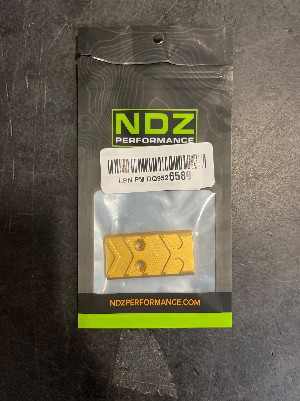 Photo 1 of NDZ Performance Aluminum MOS Optic Cover Plate with Aspis Cut for Glock Gen 4-5 & Crossover Models – Fits G17, G19, G20, G21, G22, G23, G34, G35, G40, G41, G45, G47 – Made in USA – Gold