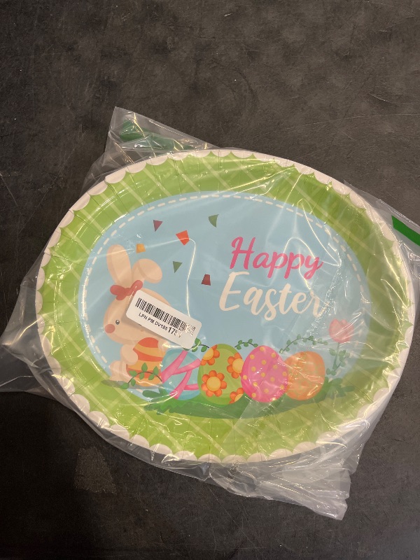 Photo 1 of WorldBazaar Easter Oval Paper Plates Kids Adults 24 Count 10 X 12 Large Bunny Plates Disposable Dinner Platter Easter Party Supplies Spring Serving Plate