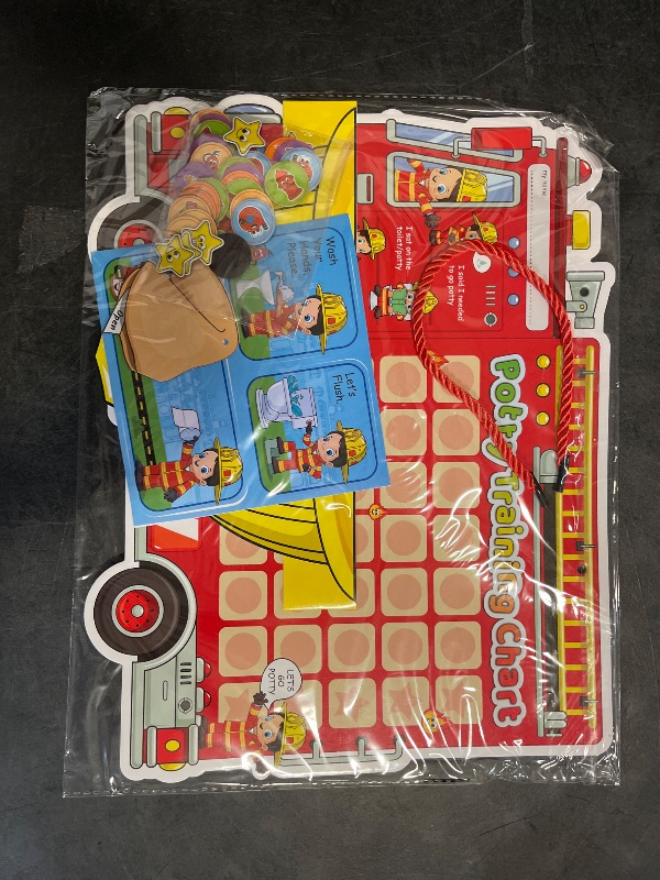 Photo 1 of Potty Training Chart with 35 Stickers, 3 Reminder Stickers and Crown for Toddlers Boys and Girls - Potty Training Rewards for Kids - Fireman