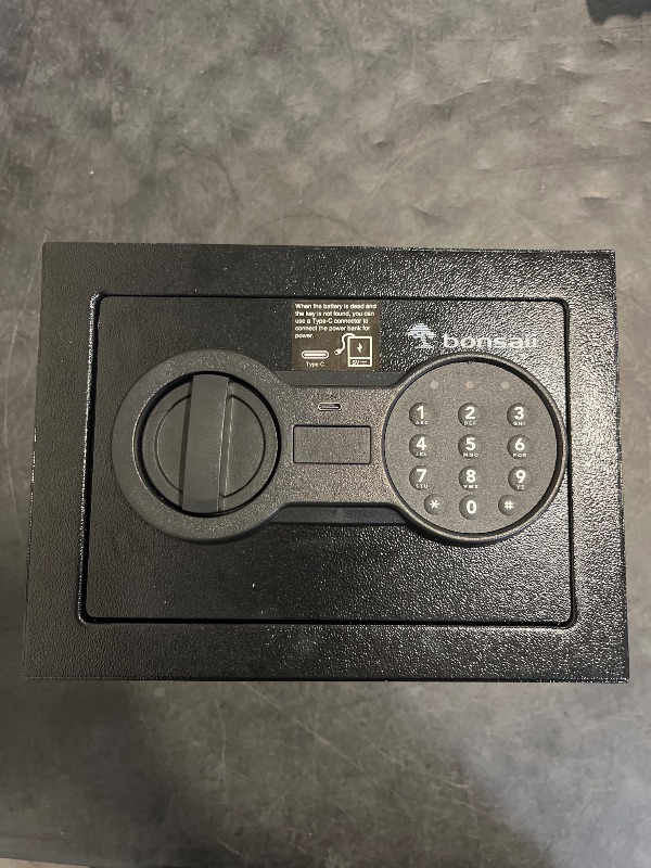 Photo 1 of Bonsaii Safe Box with Electronic Keypad, Steel Security Lock Box with Key, 0.23 Cubic Feet, 9.06" W x 6.69" D x 6.69" H, Small Hidden Safe for Cash Jewelry
