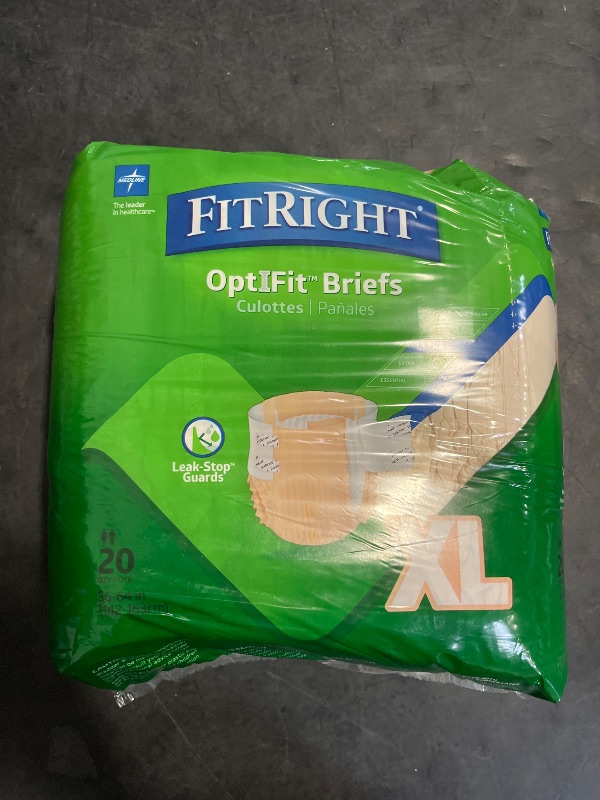 Photo 1 of FitRight Ultra Adult Diapers, Disposable Incontinence Briefs with Tabs, Heavy Absorbency, X-Large, 57"-66", 4 packs of 20 (80 total)