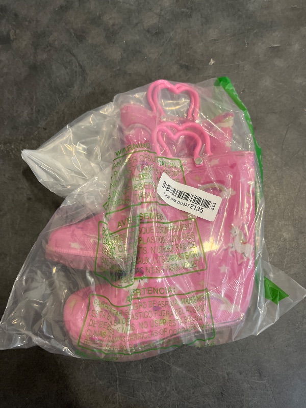 Photo 1 of Size 8 - Outee Toddler Girls Rain Boots Little Kids Baby Light Up Printed Waterproof Mud Shoes Pink Unicorn Lightweight Rubber Adorable with Easy-On Handles Non Slip (Size 8,Pink)