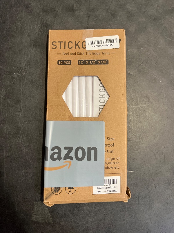 Photo 1 of STICKGOO 10-Pack Peel and Stick Trim for Backsplash Tile Edge, 12" Tile Edge Trim Self-Adhesive Liner for Corner Decor in White