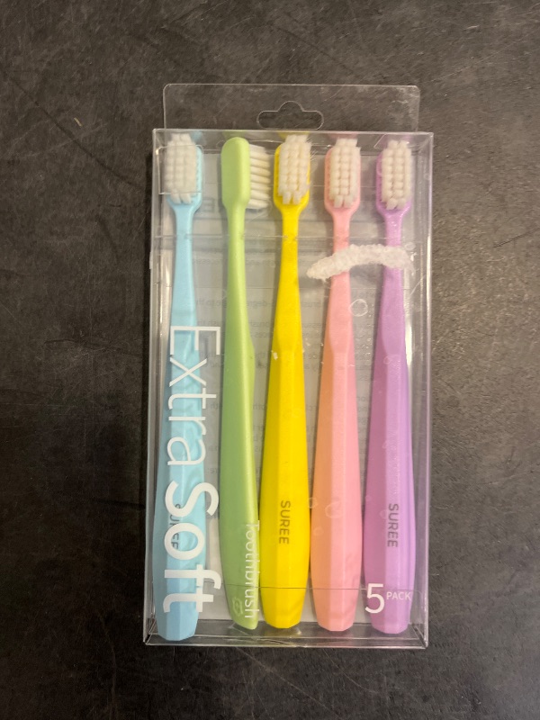 Photo 1 of SUREE Extra Soft Toothbrush for Sensitive Teeth and Gums (5 Pack), Ultra Soft Toothbrush with 10000 Micro Nano Bristles for Adults and Elderly