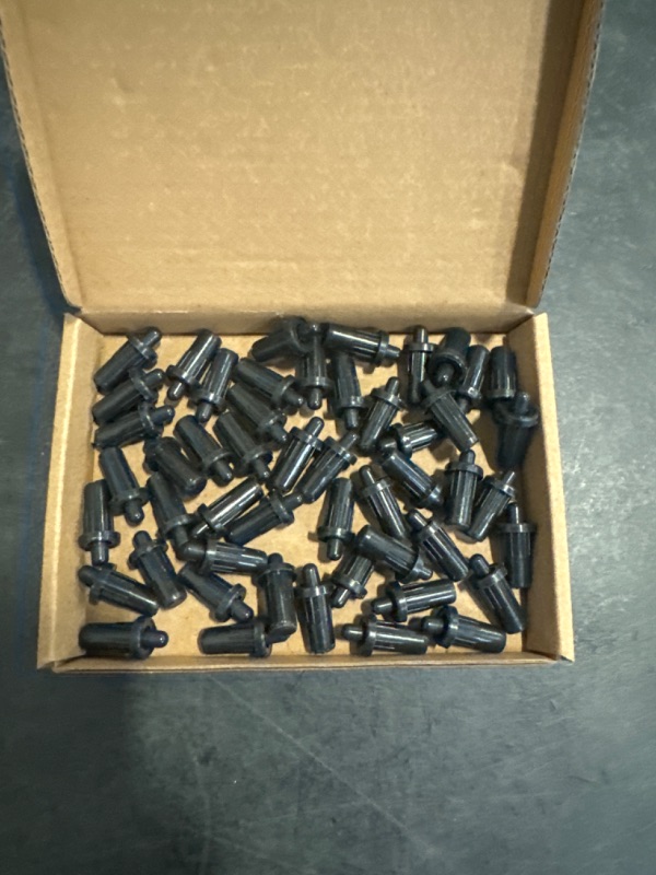 Photo 1 of ZYAMY 50PCS Plastic Cabinet Door Repair Pins Shock Absorber Replacement Pins Expandable Pins Spring Loaded Furniture Fittings Connectors Cabinet Door Shoe Rack Pivot Repair Pins 25x7.5mm Black