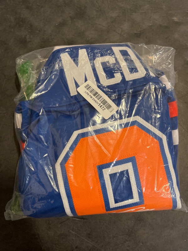 Photo 1 of Facsimile Autographed Connor McDavid Edmonton Blue Reprint Laser Auto Hockey Jersey Size Men's XL