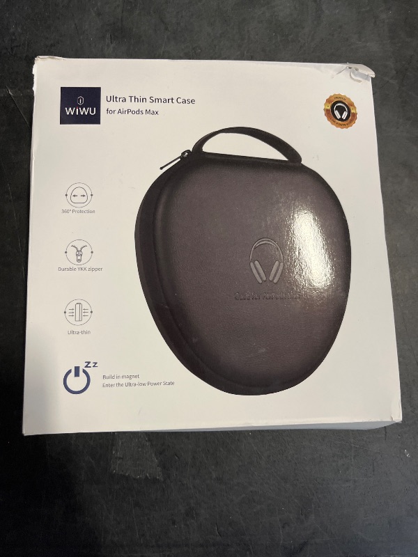 Photo 1 of for Apple AirPods Max Case Accessory: WIWU AirPod Max Case with Sleep Mode | Airpod Max Accessories for Apple Headphones | Ultra-Slim Travel Carrying Case | Portable Storage Bag | Black