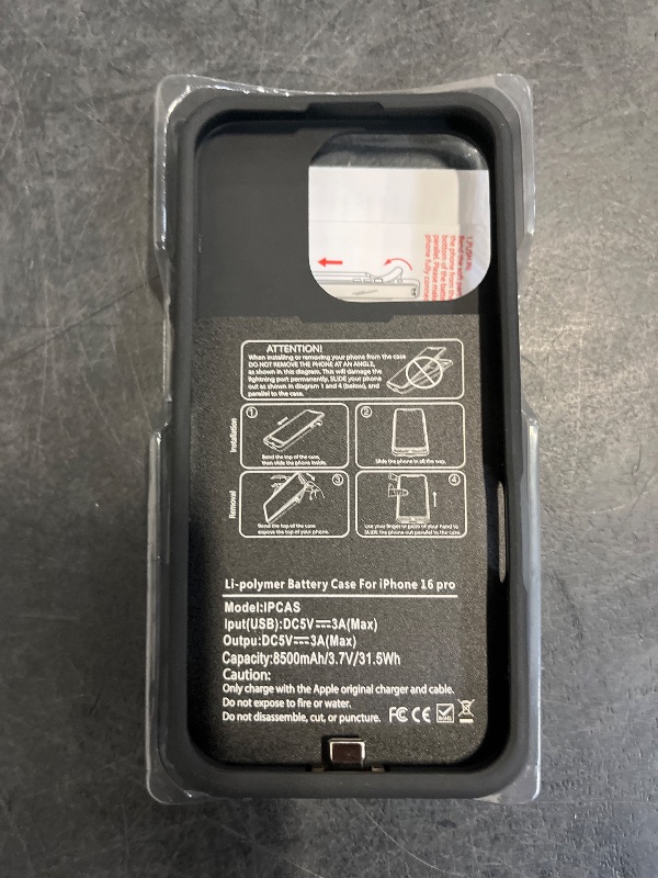 Photo 1 of GIN FOXI Battery Case for iPhone 16 Pro, Charging Case with Stand 8500mAh Rechargeable Ultra-Slim Anti-Fall Protection Extended Battery Pack Charger Cover for iPhone 16 Pro Battery Case 6.3" Black