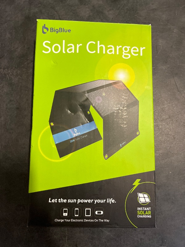 Photo 1 of [Upgraded] BigBlue 3 USB Ports 28W Solar Charger(5V/4.8A Max), Portable Foldable Solar Panel for Camping, IP44 Waterproof, Compatible with iPhone 11/XS/XS Max/XR/X/8/7, iPad, Samsung Galaxy LG etc.