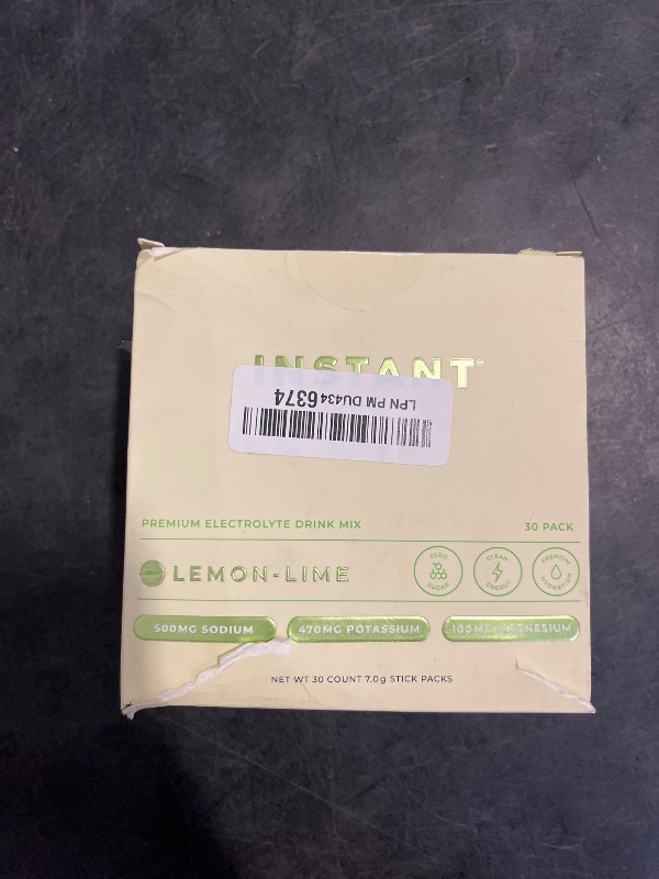 Photo 1 of Instant Hydration Electrolytes Powder Packets - Lemon Lime Drink Mix - Zero Sugar - Keto, Vegan, Gluten-Free, Non-GMO - Boost Recovery, Brain Health, Muscle & Tissue Support- 30 Sticks
