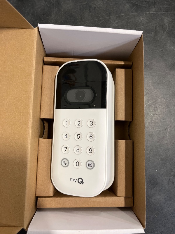 Photo 1 of myQ Smart Garage Door Video Keypad with Wide-Angle Camera,Customizable PIN Codes,and Smartphone Control–Take Charge of Your Garage Access Works with Chamberlain, LiftMaster and Craftsman openers,White
