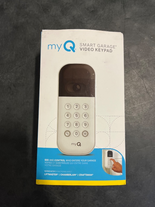 Photo 1 of myQ Smart Garage Door Video Keypad with Wide-Angle Camera,Customizable PIN Codes,and Smartphone Control–Take Charge of Your Garage Access Works with Chamberlain, LiftMaster and Craftsman openers,White