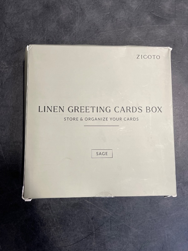 Photo 1 of ZICOTO Beautiful Greeting Card Organizer Box With Dividers - Sturdy Linen Storage Box Easily Organizes All Your Greeting Cards in Style - Cute Card Holder Safely Stores Up to 300 Small Or Large Cards