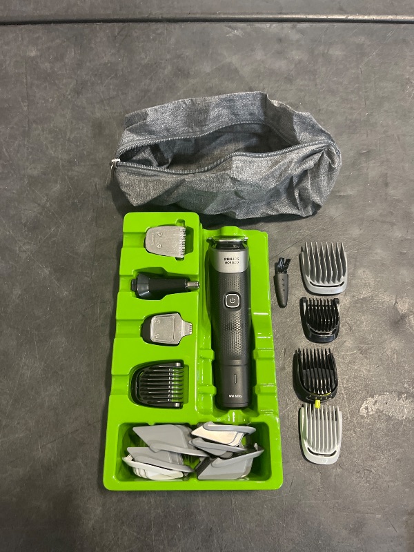 Photo 1 of Philips Norelco Multigroom 5000 Series, All-in-One Trimmer, Beard Trimmer and Hair Clipper, 18-Piece Men's Grooming Kit for Beard, Face, Nose, Ear, Body, with Titanium Blades, Travel Pouch, MG5970/49
