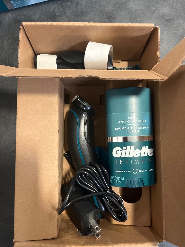 Photo 1 of Gillette Intimate Men’s Pubic Hair Trimmer, SkinFirst Pubic Hair Trimmer for Men, Waterproof, with Anti Chafe Stick